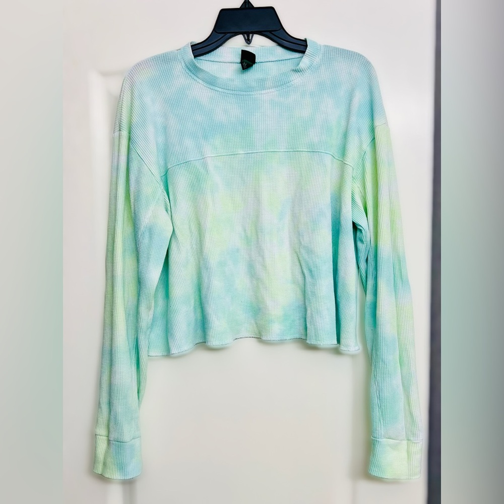 Wild Fable Green and Blue Crop Tie Dye Shirt